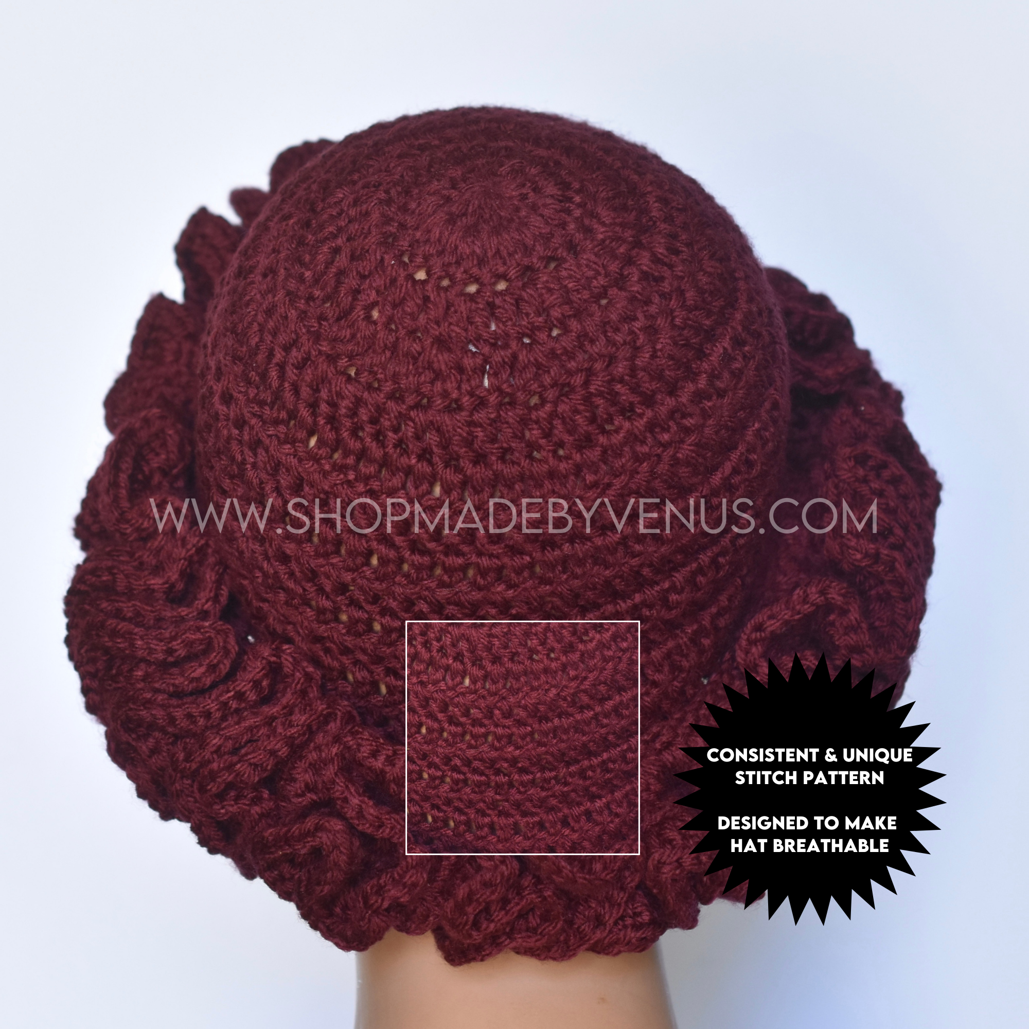 CROTCHET HAT | RTS SAKURA - CRANBERRY